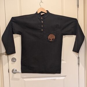 NWOT Beckwoman L 100% Cotton Long Sleeve Wooden Button Tunic Top